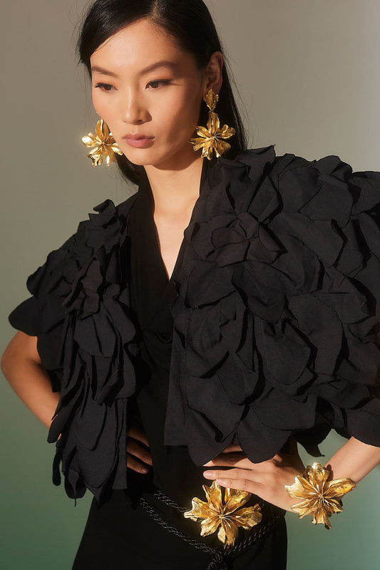 Natori Tech Cotton Taffeta Embroidered Floral Bolero