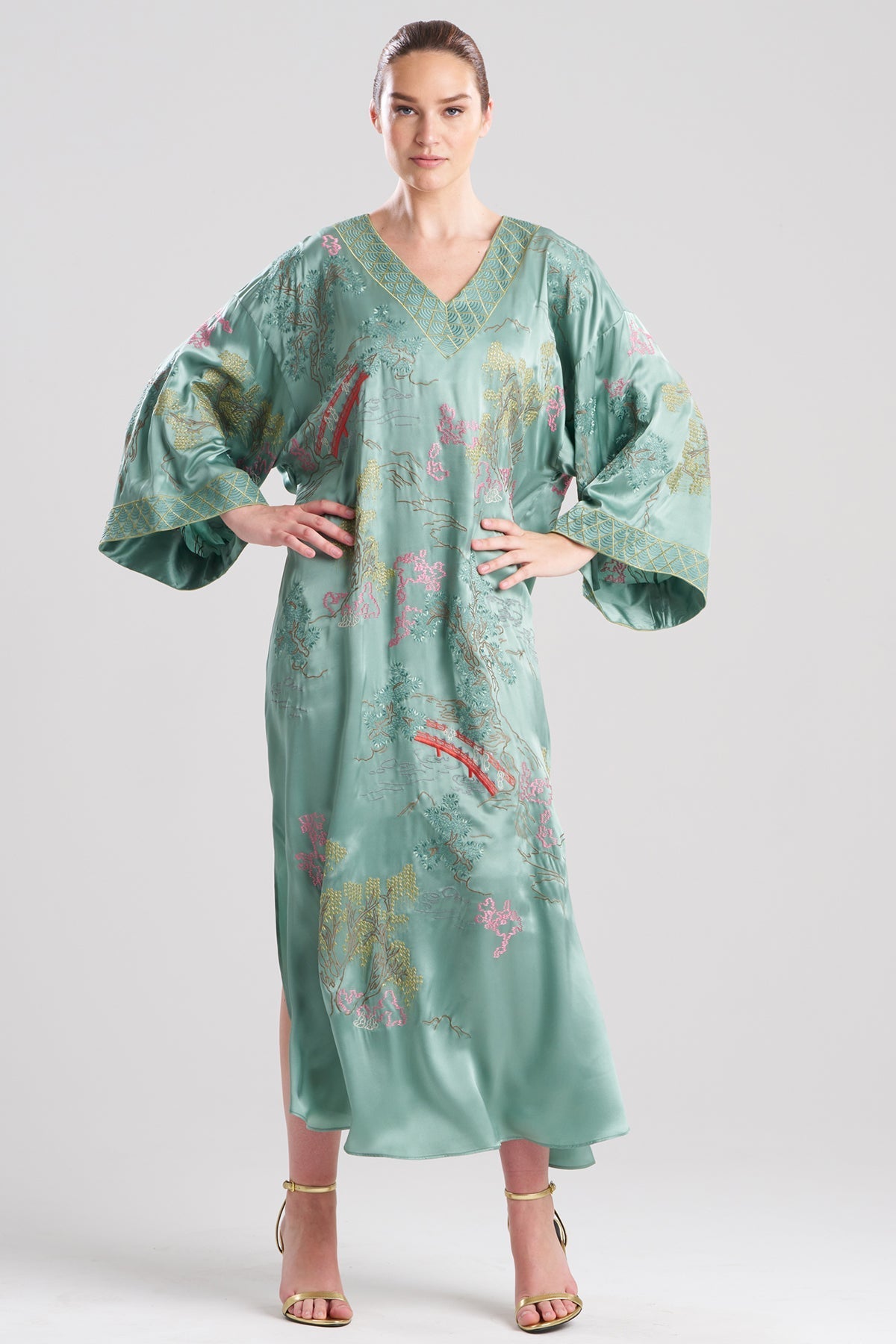 Natori Couture Nara Embellished Silk Caftan
