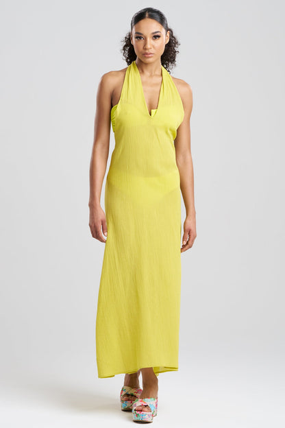 Natori Cotton Gauze Maxi Halter Dress