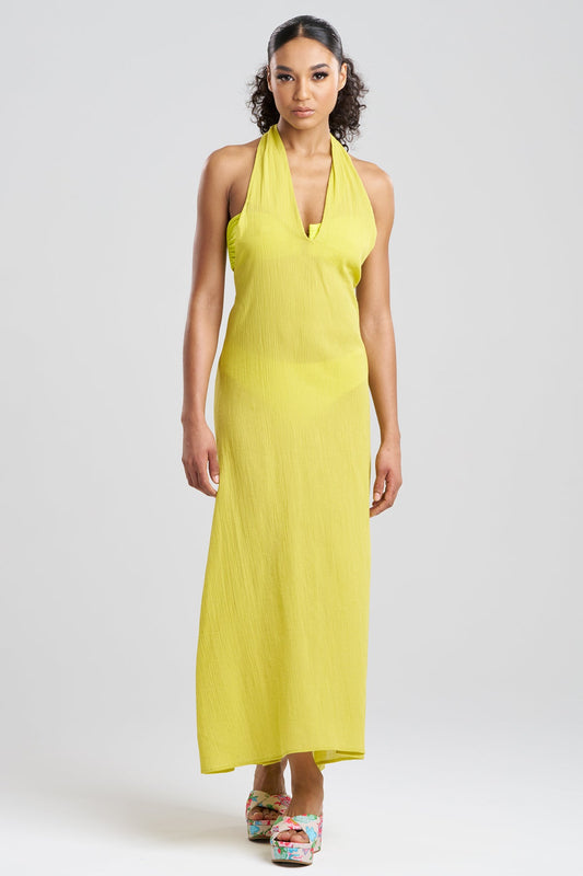 Natori Cotton Gauze Maxi Halter Dress