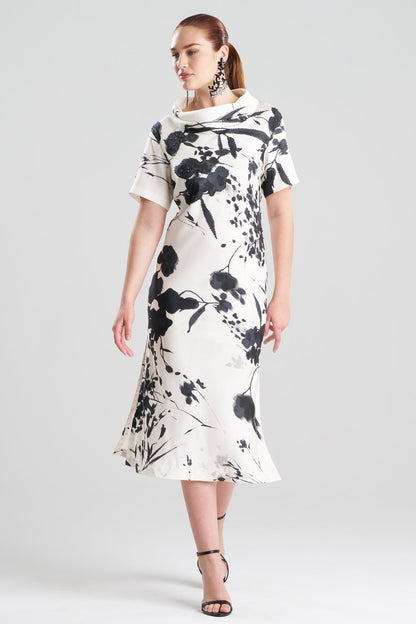 Natori Nara Silk Twill Beaded Column Dress