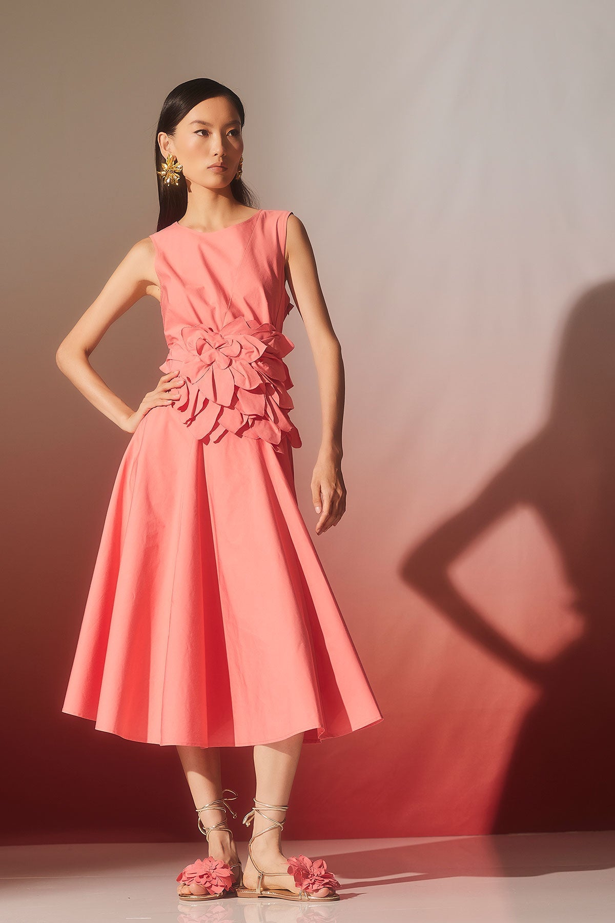 Natori Tech Cotton Taffeta Asymmetrical Seam Dress