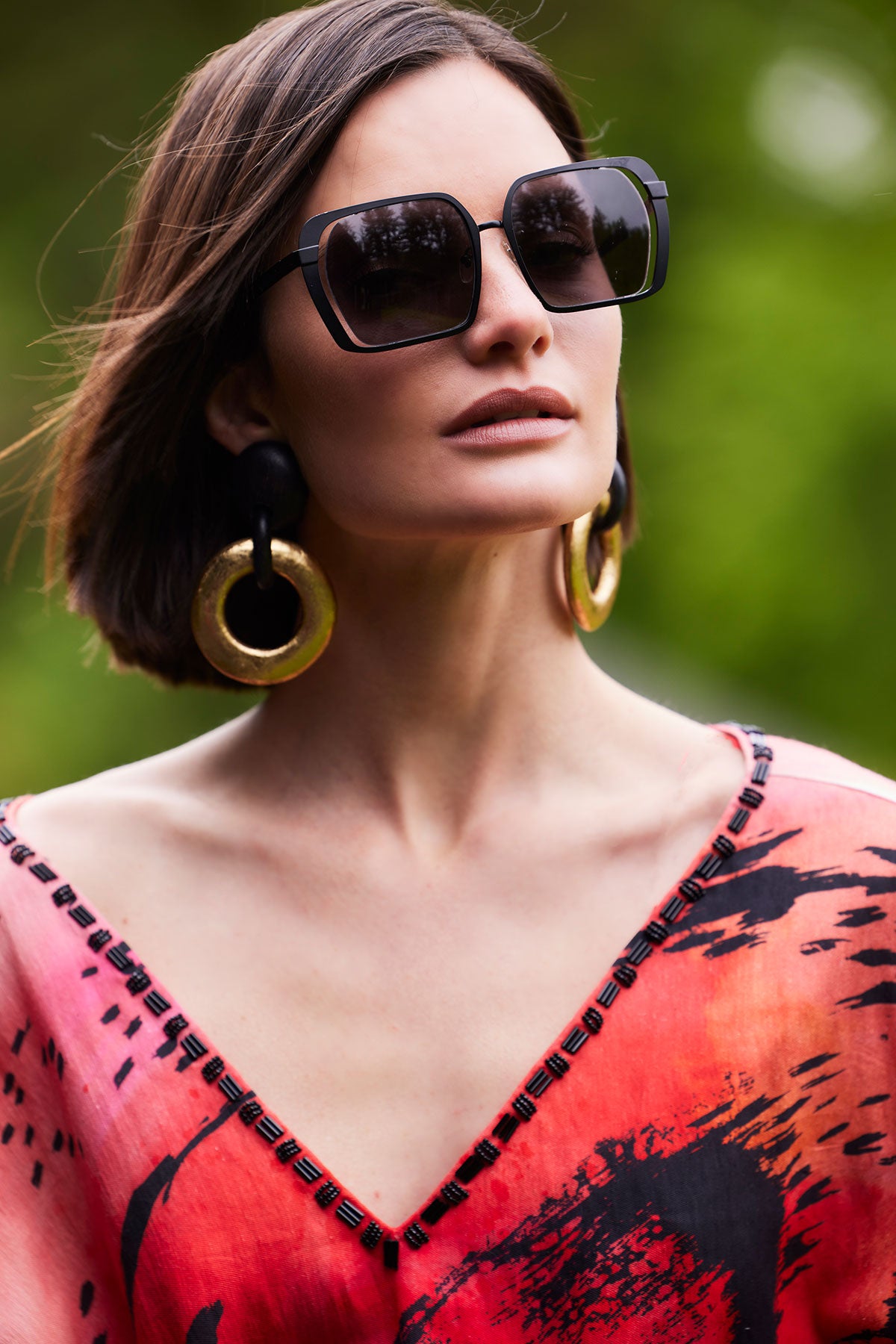 Natori Kintsu Metal Rectangle Sunglasses