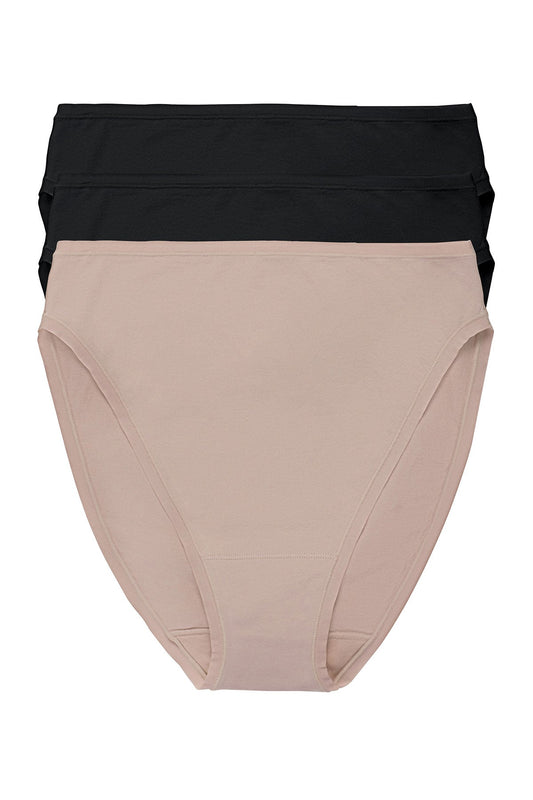 Natori Bliss Bare Cotton High Cut Brief 3-Pack