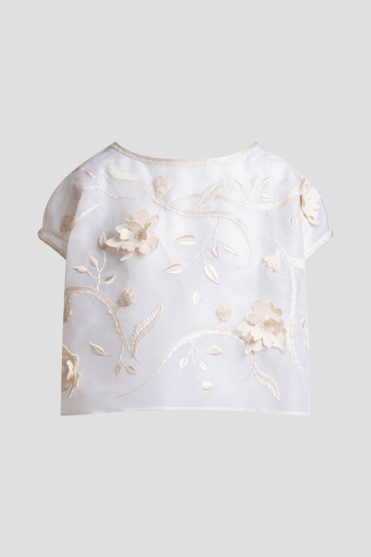 Natori Couture Silk Organza Embellished Top