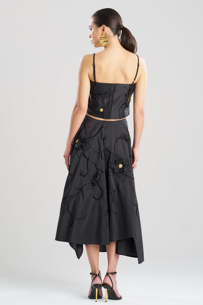 Natori Couture Silk Dupioni Embellished Skirt
