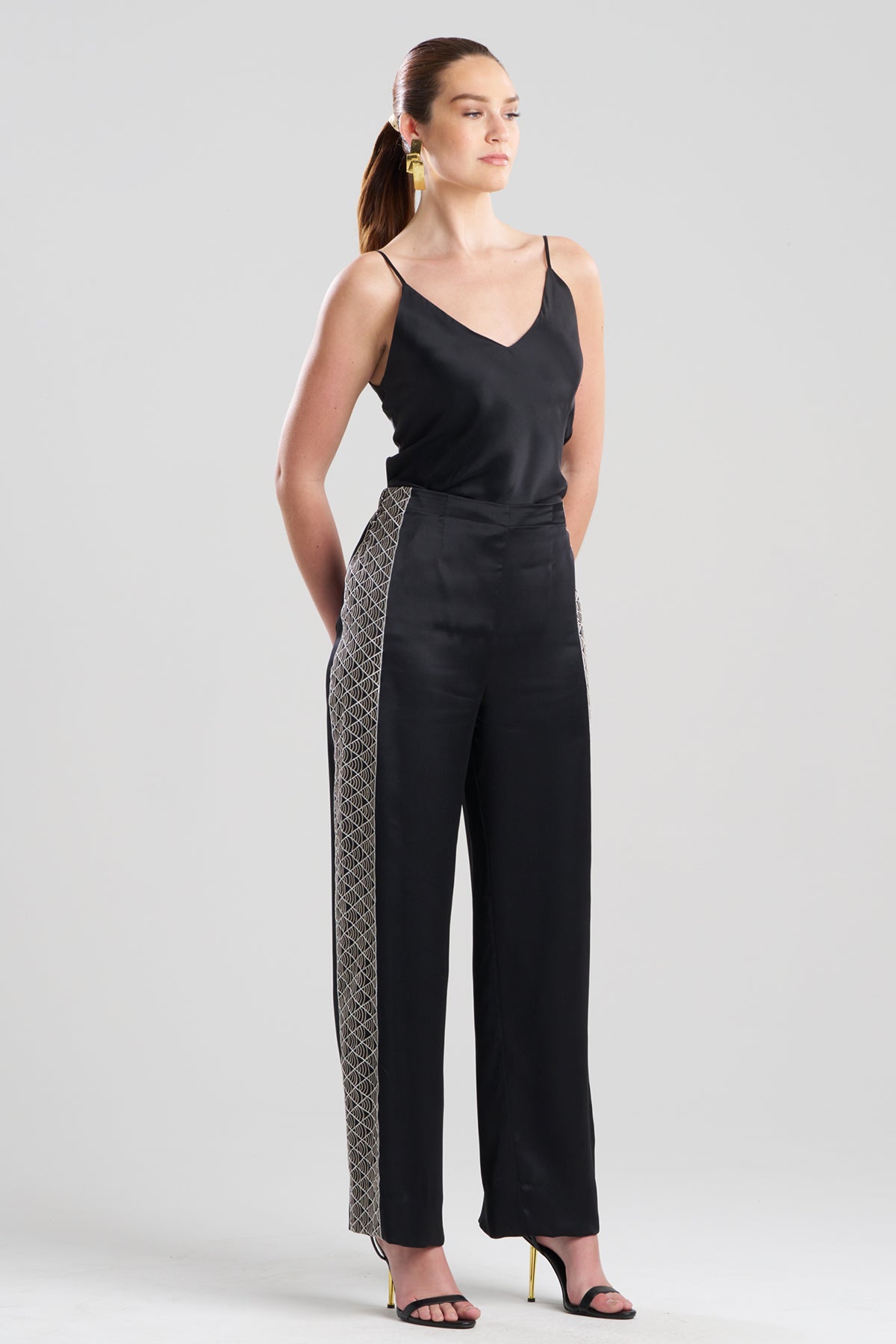 Natori Couture Nara Embroidered Silk Pants