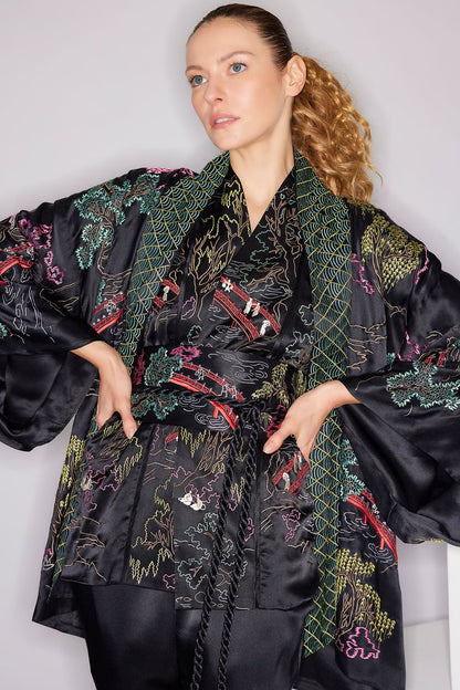 Natori Couture Nara Multi Embroidered Silk Vest