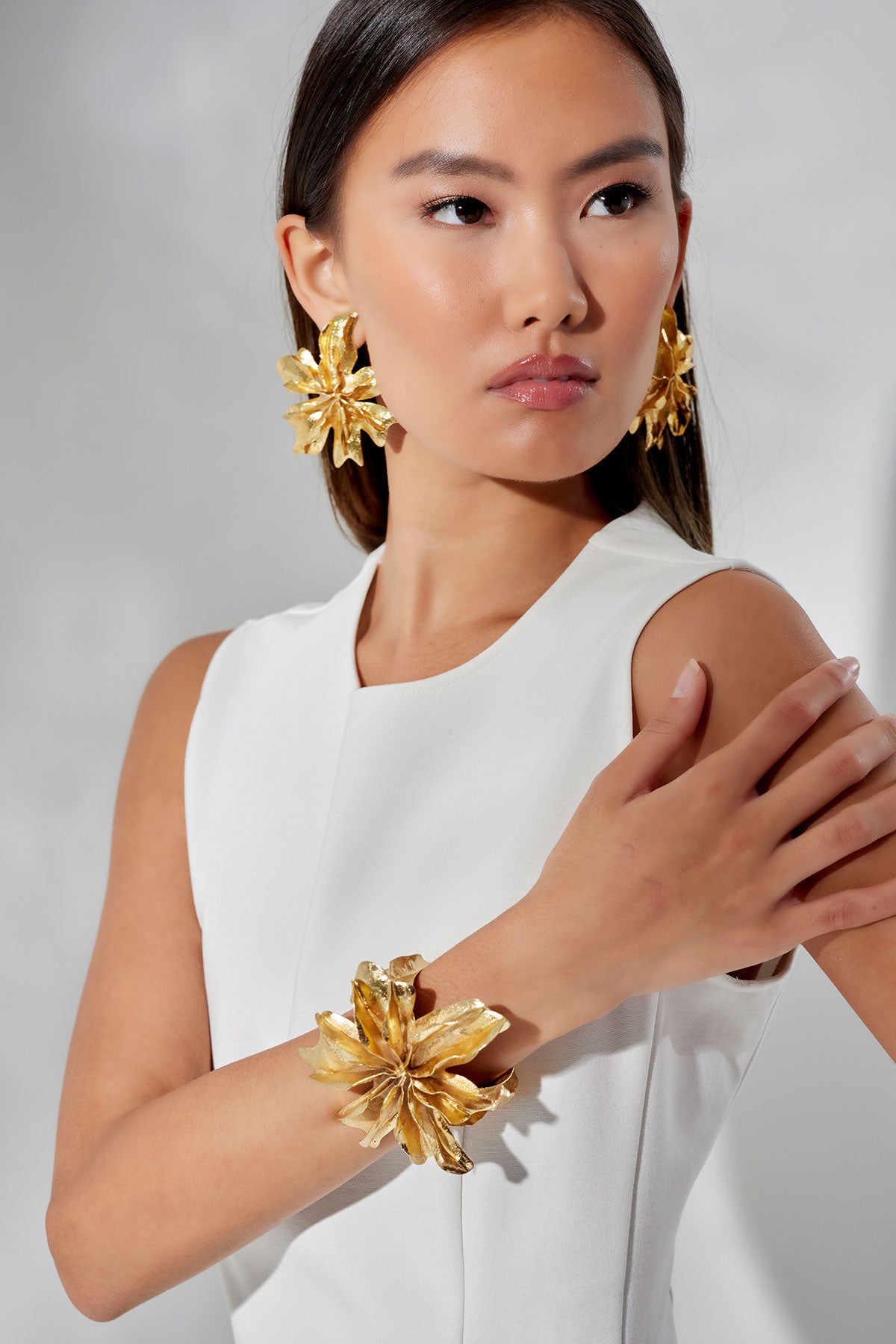 Natori Gold Plated Brass Floral Earrings