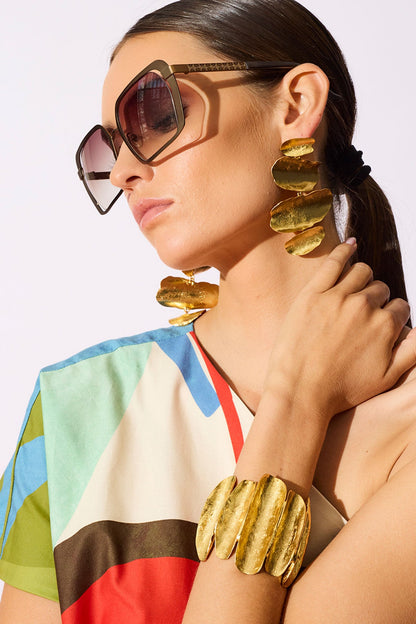 Natori Aurea Gold Plated Drop Pierced Earrings