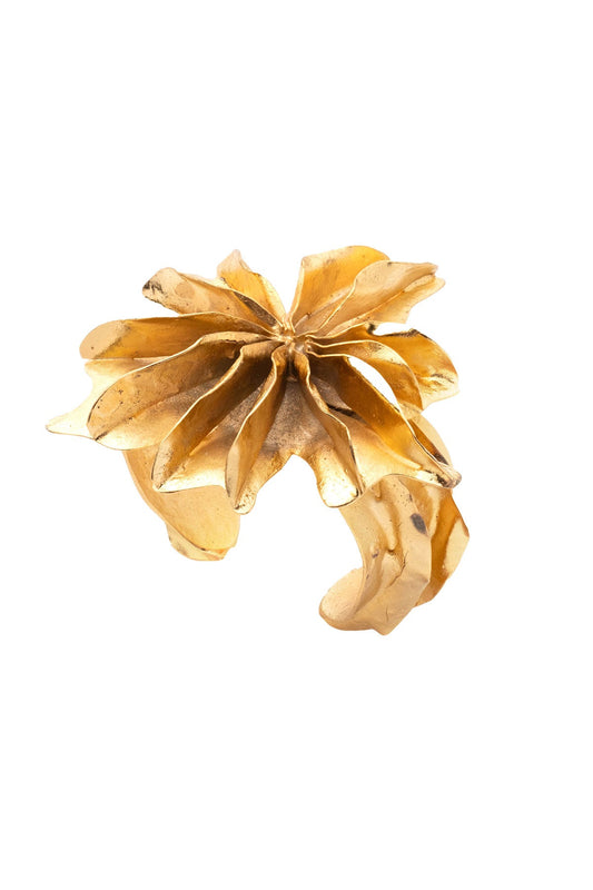 Natori Gold Plated Brass Floral Cuff Bracelet