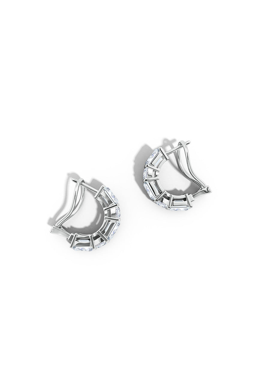 Natori Buy Orient Express Lab-Grown 14K Gold Emerald Cut & Cushion Diamond Half Hoop Earrings in 14K White Gold Online