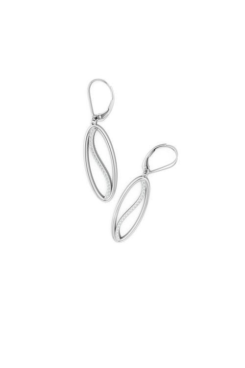 Natori Buy Shangri-La Elliptical Yin-Yang 14K Gold and Diamond Medium Leverback Earrings in 14K White Gold Online