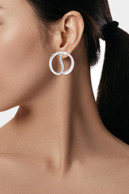 Natori Buy Shangri-La Yin-Yang 14K Gold and Diamond Large Button Stud Earrings in 14K White Gold Online