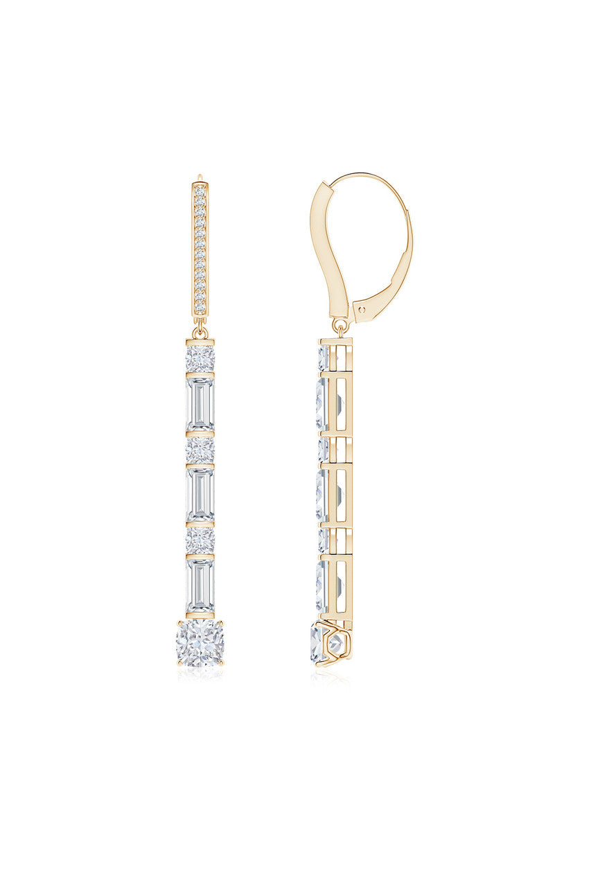 Natori Buy Orient Express Lab-Grown 14K Gold Baguette & Cushion Diamond Long Drop Earrings in 14K Yellow Gold Online