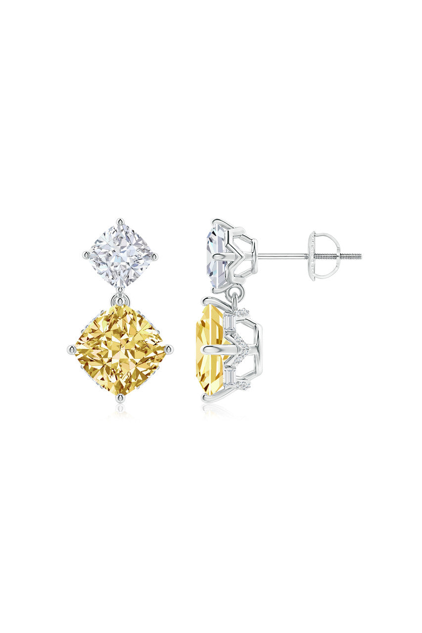 Natori Buy Orient Express Lab-Grown 14K Gold with Yellow & White Diamond Two Stone Earrings in 14K White Gold Online
