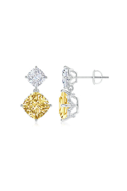 Natori Buy Orient Express Lab-Grown 14K Gold with Yellow & White Diamond Two Stone Earrings in 14K White Gold Online