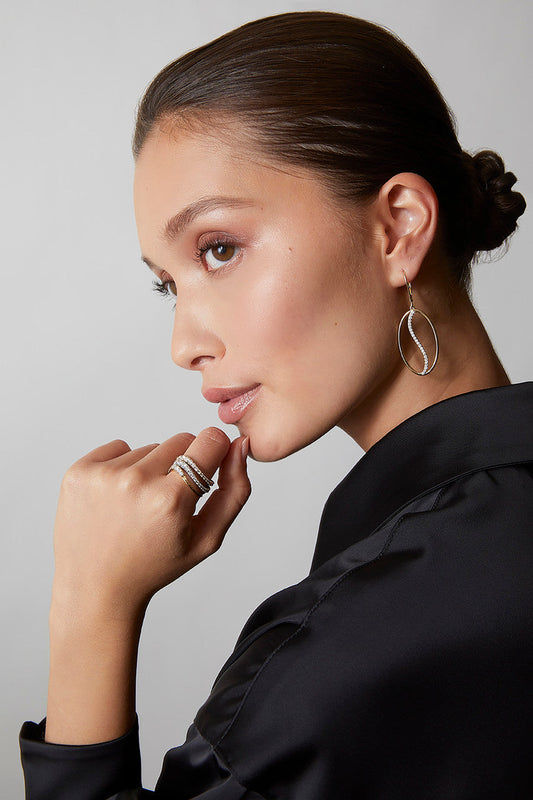 Natori Buy Shangri-La Elliptical Yin-Yang 14K-Gold and Diamond Large Leverback Earrings in 14K Yellow Gold Online