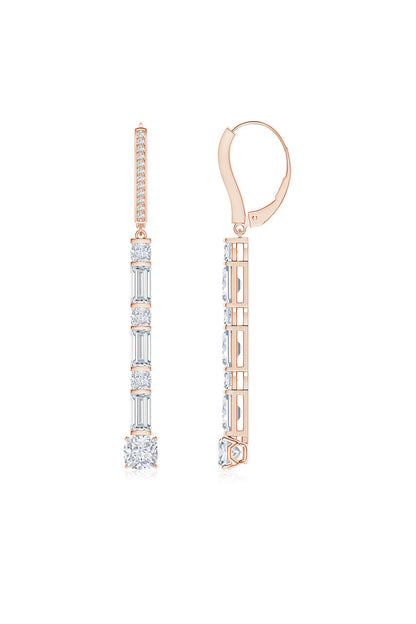 Natori Buy Orient Express Lab-Grown 14K Gold Baguette & Cushion Diamond Long Drop Earrings in 14K Rose Gold Online