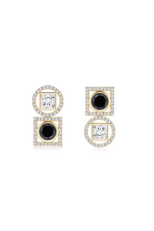 Natori Buy Infinity 14K Gold with Black & White Diamond Two Stone Earrings in 14K Yellow Gold Online