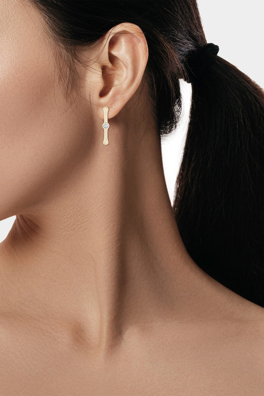 Natori Buy Indochine 14k Bamboo Hexagon Diamond Center Hoop Earrings in 14K Yellow Gold Online