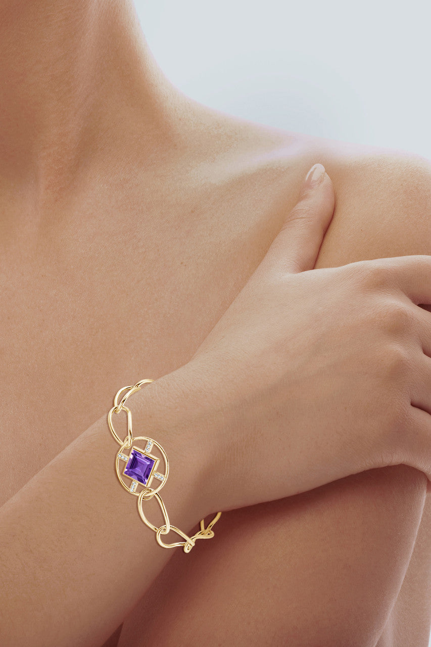 Natori Buy Infinity Concentric Circle 14K Gold and Amethyst Bracelet in 14K Yellow Gold Online