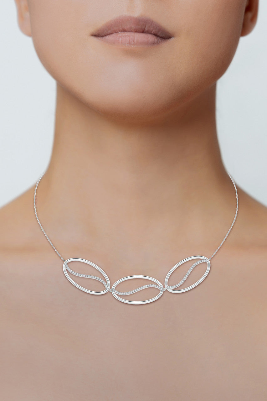 Natori Buy Shangri-La Elliptical Yin-Yang 14K Gold and Diamond Trio Necklace in 14K White Gold Online