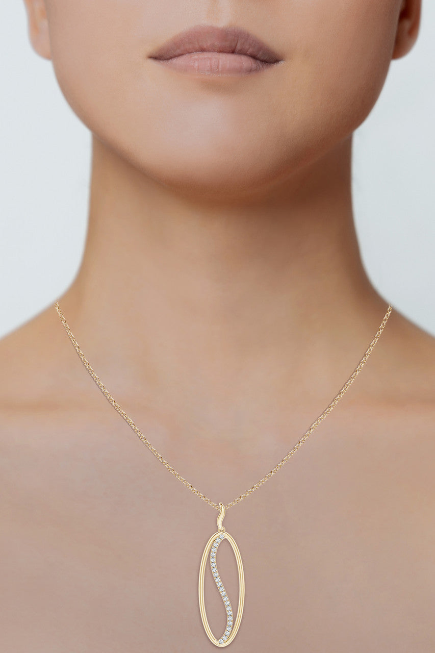 Natori Buy Shangri-La Elliptical Yin-Yang 14K Gold and Diamond Pendant Necklace in 14K Yellow Gold Online