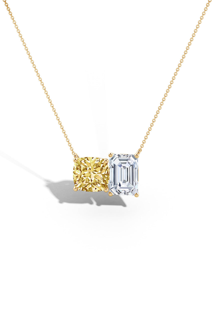 Natori Buy Orient Express Lab-Grown 14K Gold with Yellow & White Diamond Two Stone Pendant Necklace in 14K Yellow Gold Online
