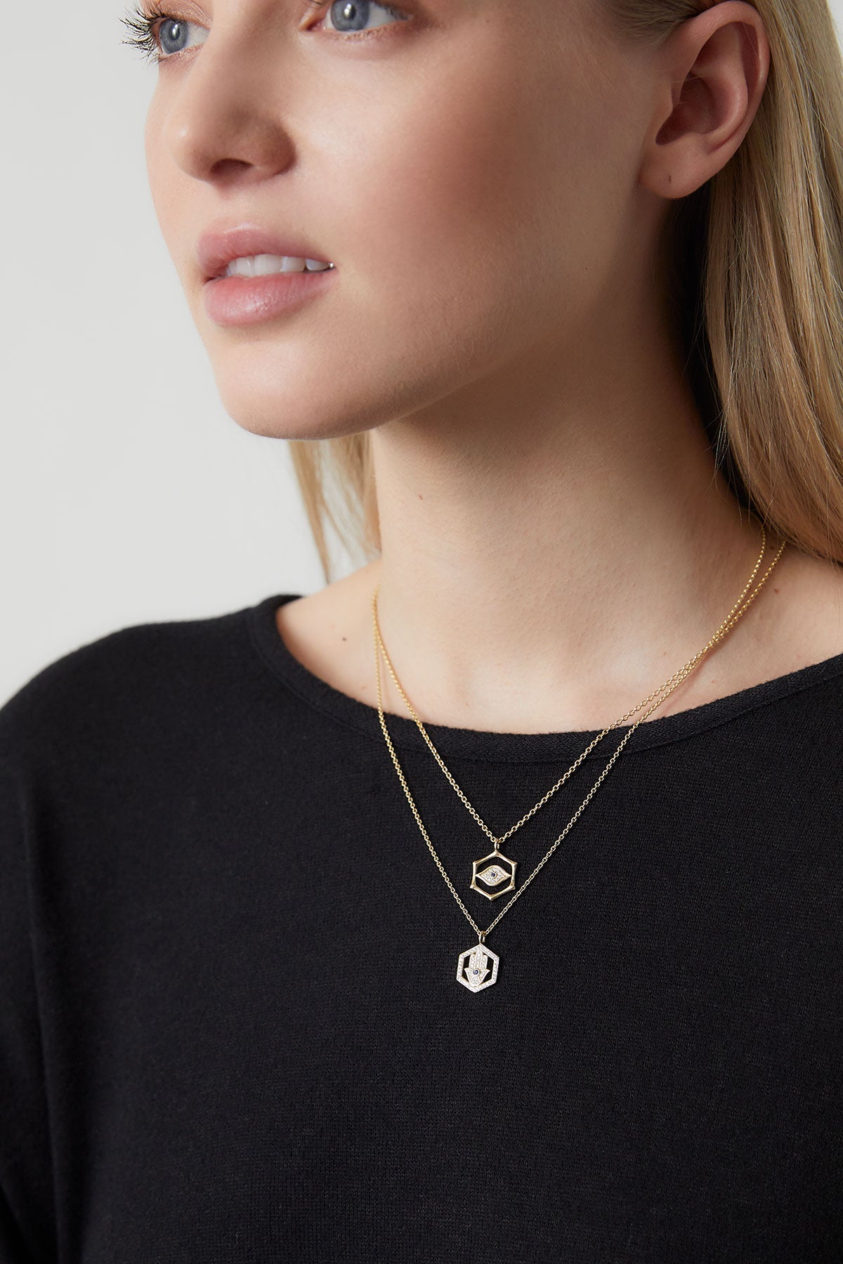 Natori Buy Indochine Spirit 14k Bamboo Frame Hamsa Diamond Pendant Necklace in 14K Yellow Gold Online