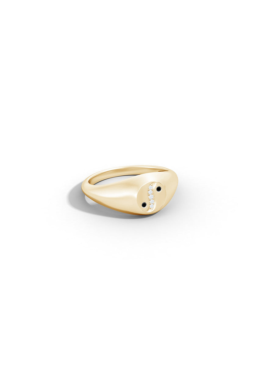 Natori Buy Shangri-La Yin-Yang 14K Gold with Black & White Diamond Signet Ring in 14K Yellow Gold Online