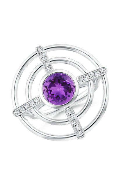 Natori Buy Infinity Concentric Circle 14K Gold and Amethyst Ring in 14K White Gold Online