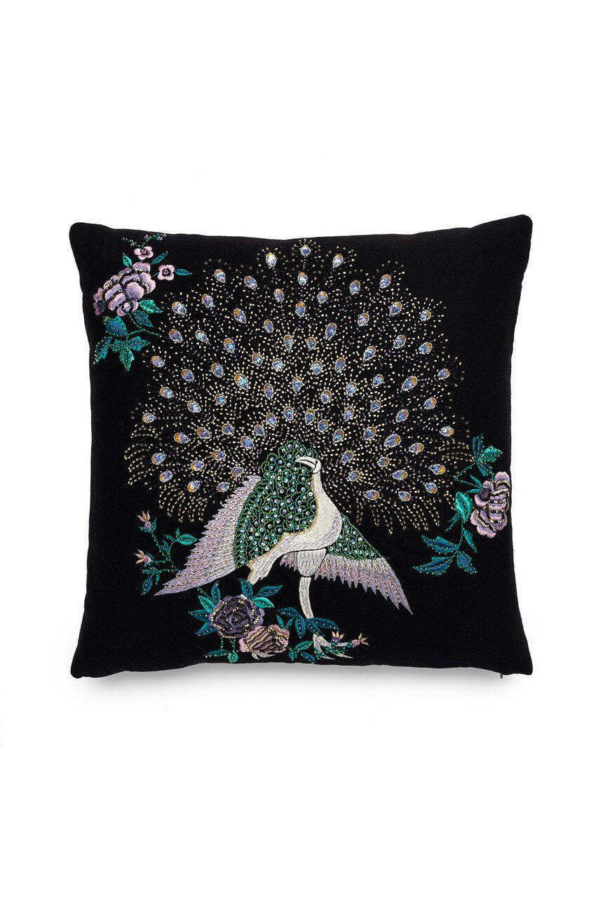 Natori Buy Mayon Beaded Peacock Embroidery Pillow Case in Black/Multi Online