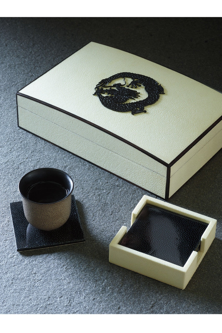Natori Buy Shagreen Dragon Box in White W/ Black Online